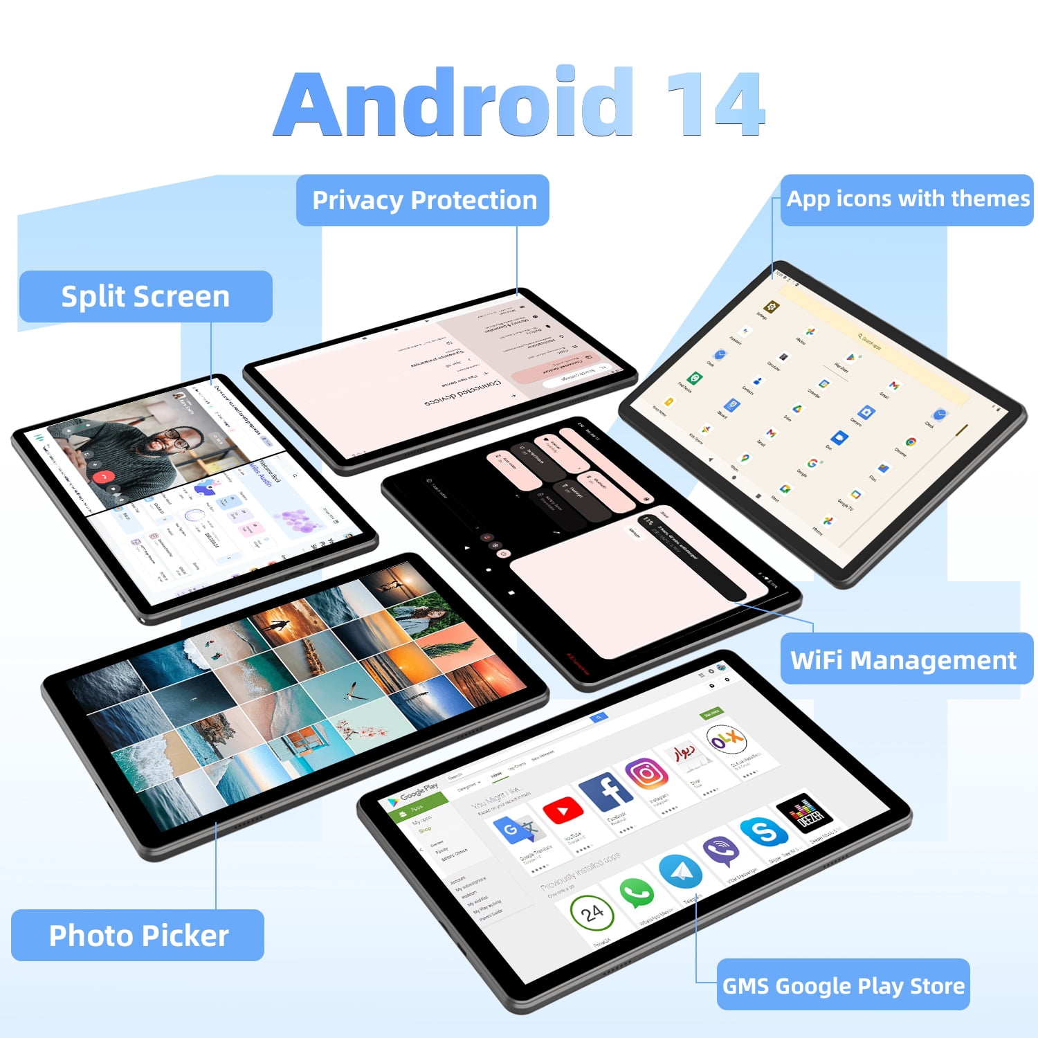 2026 Newest Android 14 Tablet with Keyboard, 10GB(4+6)RAM+64GB Storage(Expand to 1TB), 6000mAh Battery, Widevine L1, 10 Inch 2-in-1 Tablets with WiFi 5, BT5.0, Mouse, Case, Stylus