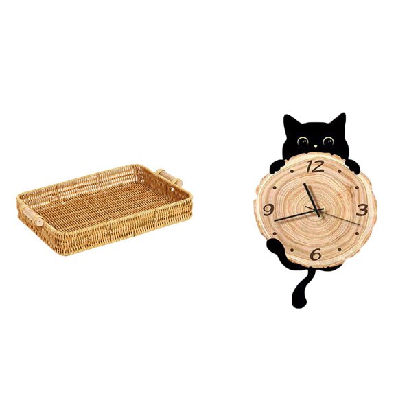 Cesta De Frutas Tejida, Cuenco Para Servir Bocadillos, Decoración De Pared, Regalos, Ligero, Sin Tictac, Adorno De Reloj Colgante Para El Hogar, La Oficina, El Dormitorio, El Escritorio