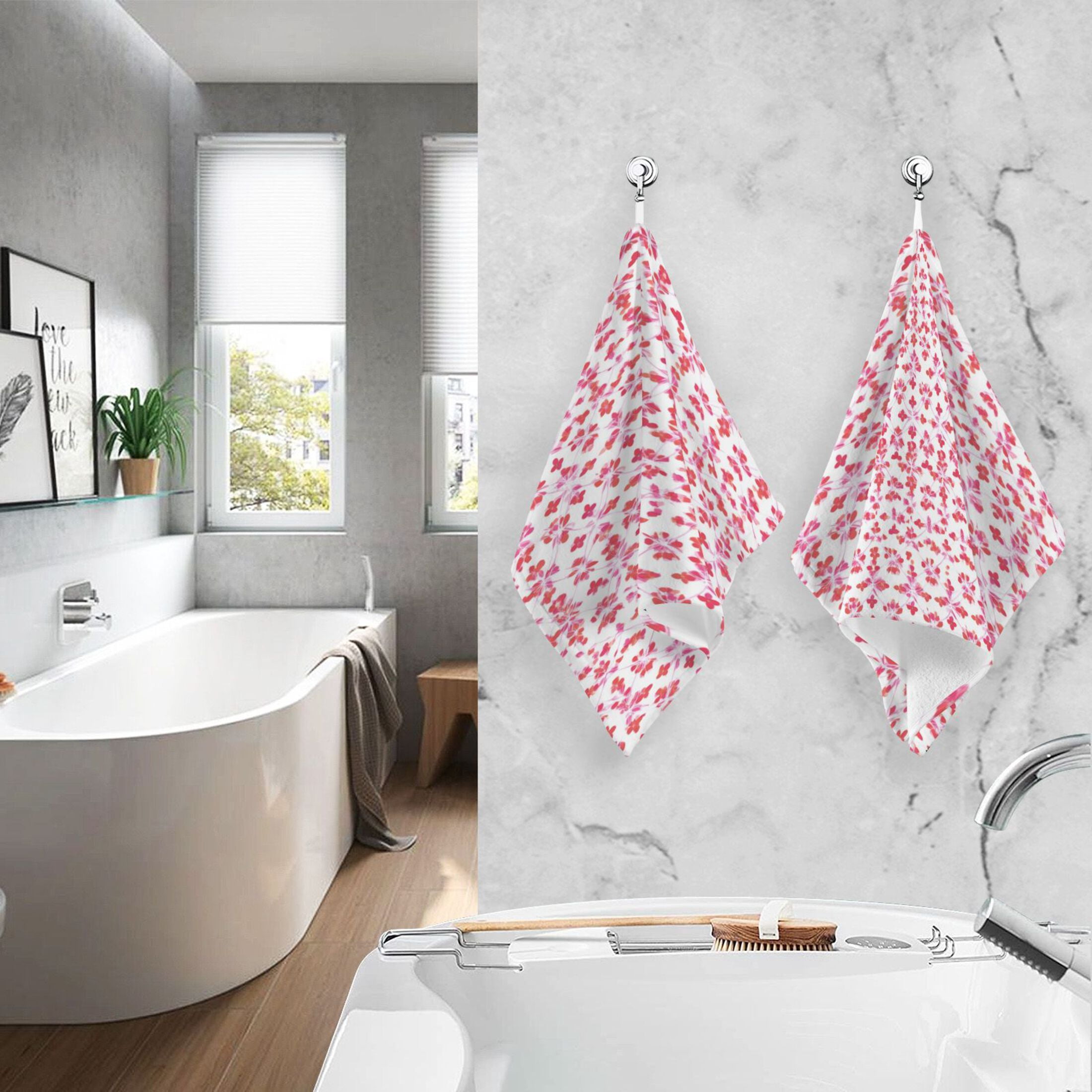2 Pieces of Cotton Towel Face Towel Set Hand Towel Bath Towel Cotton Bath Towel Sets Blush Dots Soft Texture Weave