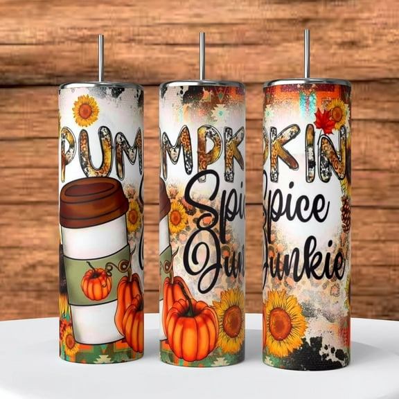 Pumpkin Spice Junkie Fall Halloween 20 Ounce Tumbler coffee Cup