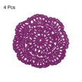 thumbnail image 3 of Uxcell 4Pcs Crochet Doilies 3.94" Cotton Woven Fabric Coasters, Round Handmade Coasters with Floral Purple Red, 3 of 5