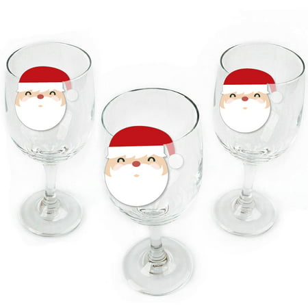 Jolly Santa Claus - Shaped Christmas Party Wine Glass Markers - Set of (Best Wine For Christmas Party)