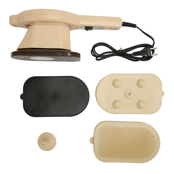 Electric Handheld Massager With 3 Massage Heads Heating Iron Shape Percussion Body Massager For Back Arm Leg Waist Butt Eu Plug 220v
