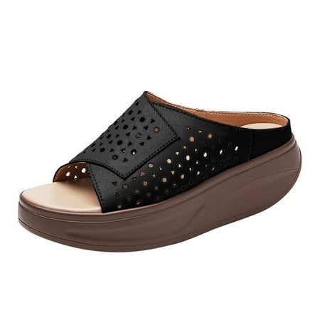 

NOKIO Women s House Shoes Teen Girls Solid Color Fashionable Flat Slippers Bare Hollow Design Thick Soled Casual Slippers