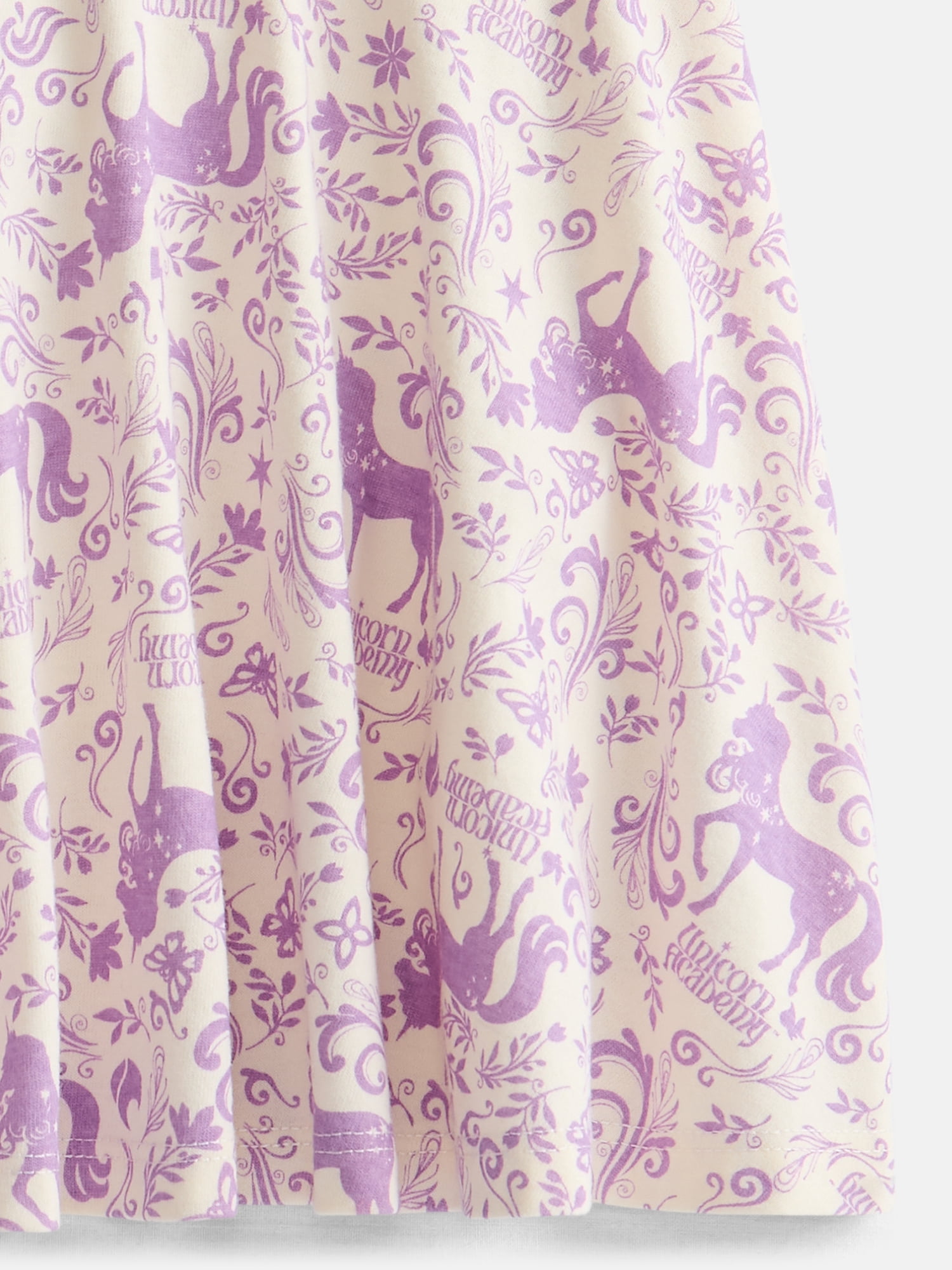 Unicorn Academy Girls Print Skater Dress with Short Sleeves, Sizes 4-12
