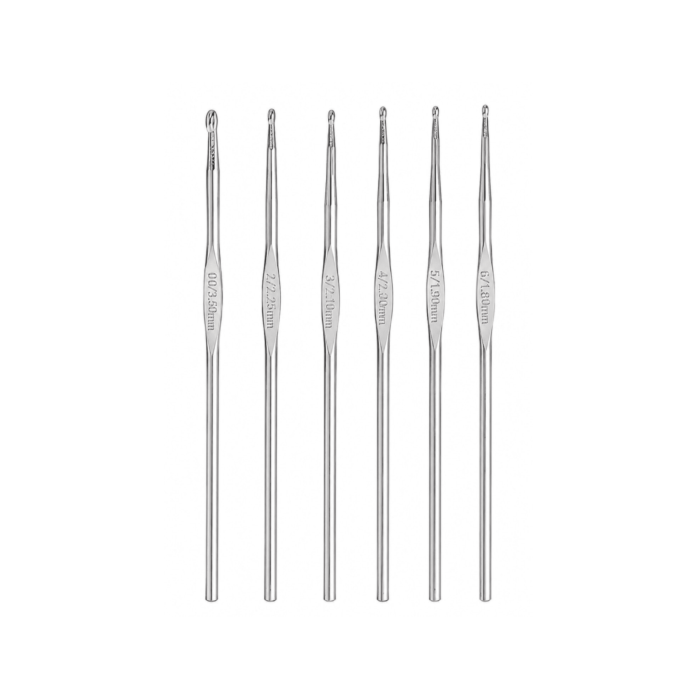 Hello Hobby Steel Crochet Hooks, Sizes 00 and 2-6, 6-Piece Set