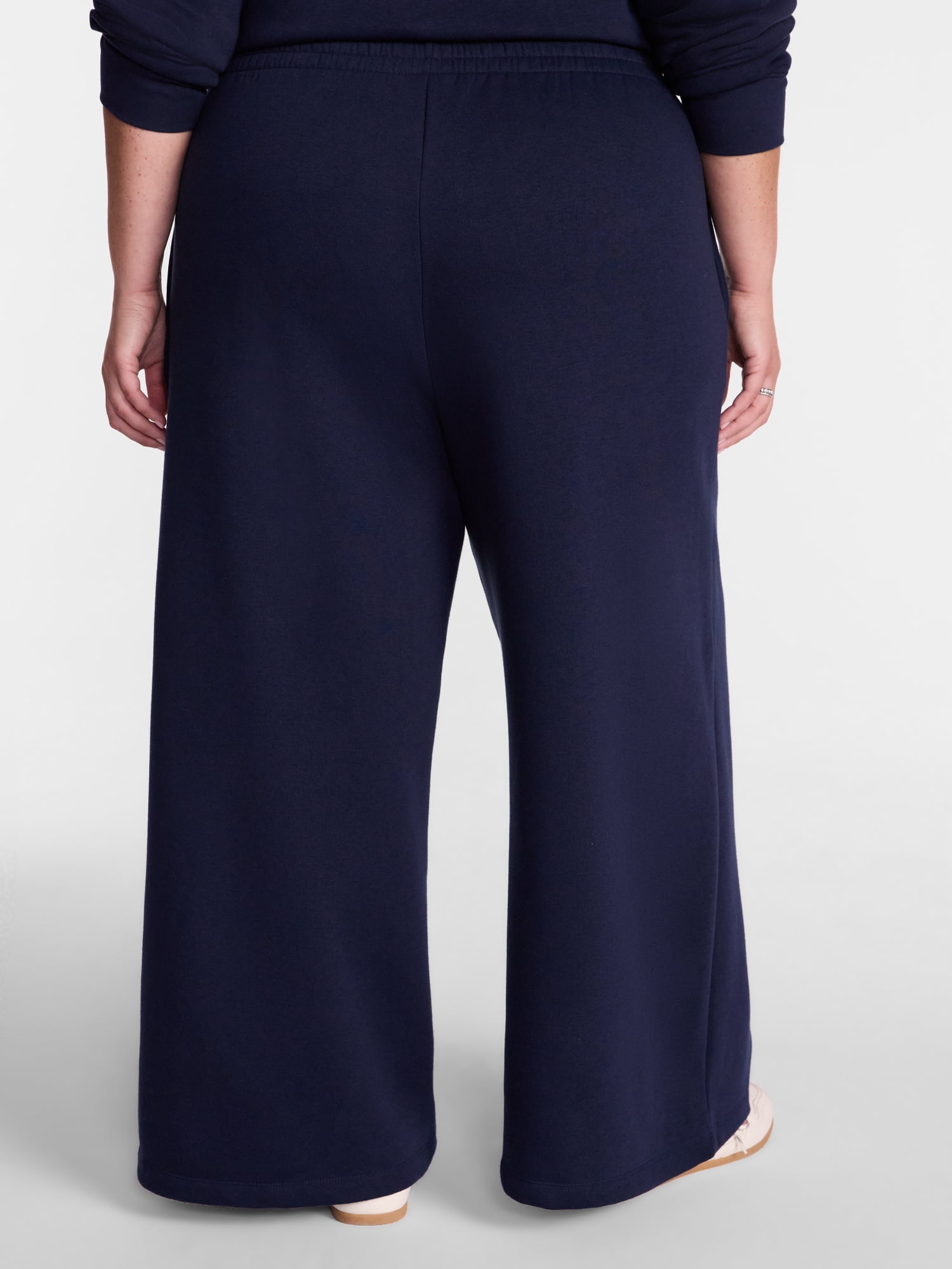 Terra & Sky Women's Plus Fleece Wide Leg Sweatpants, Sizes 0X-5X