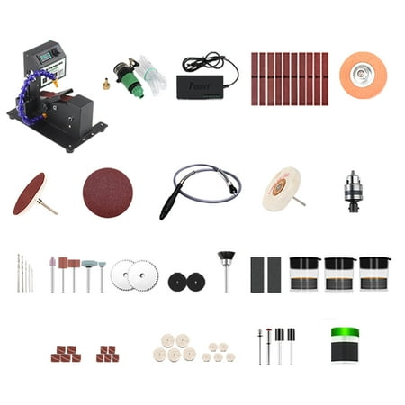 

Andoer 350W Belt Sander Electric Sanding Polishing Grinding Machine Dry & Grinding Sander Grinder Small Sand-belt Machine Stepless Speed Regulation with 10 Sanding Belts for Polishing Wood Acryli