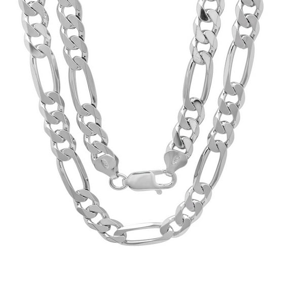 Sterling Silver Italian 24" Diamond-Cut Figaro Chain 8MM (73Grams)