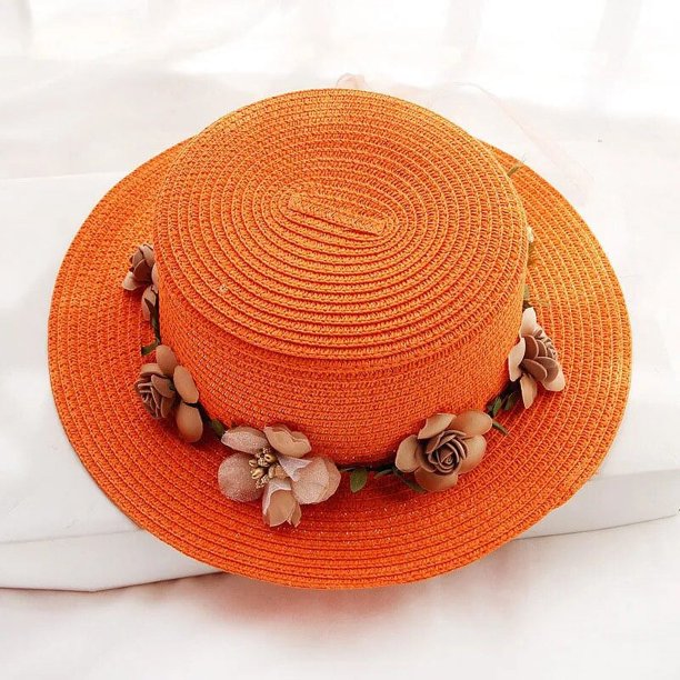 Sombrero de Sol para padres e hijos, gorra de cubo, lazo de encaje beige, flores, cinta plana, sombrero de paja, gorras de playa, Panamá, nuevo, Verano