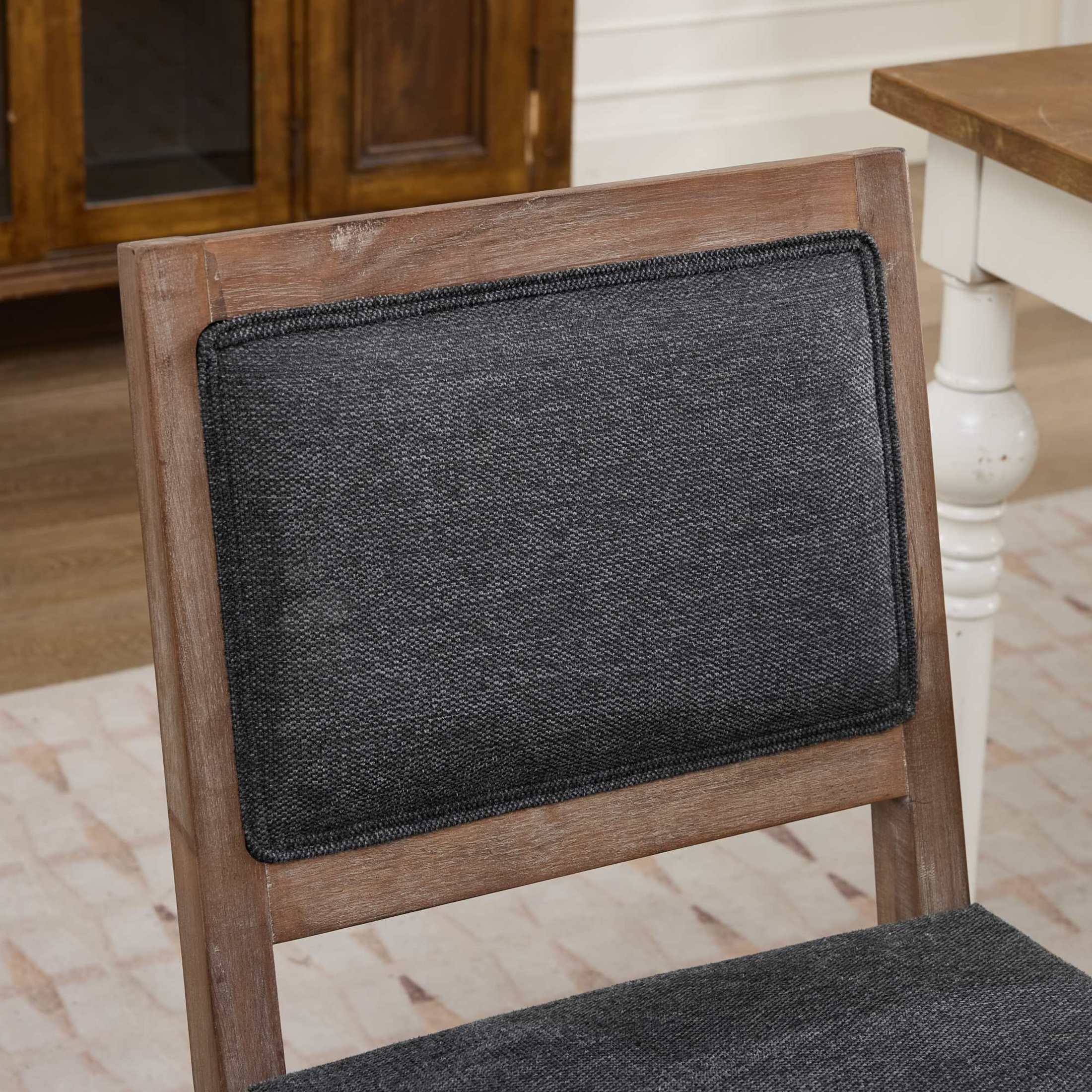 GDF Studio 22" Farmhouse Dining Chairs Set of 2 with Padded Fabric Upholstery, Solid Rubberwood Frame, Gray