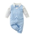 thumbnail image 2 of WIBACKER 0-18M Newborn Baby Boys Gentleman Romper Infant One Piece Long Sleeve Bowtie Outfit Formal Wear Tuxedo Suit, 2 of 12