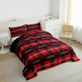 thumbnail image 3 of Homewish Fashion Checkered Plaid Bedding Comforter Set for Kids, Black Red Rectangle Square Twin Comforter Sets, Chic Buffalo Reversible Bedding Set, Super Cozy Room Decor, 2-Piece, 3 of 8