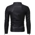 thumbnail image 3 of Abrigo de moto para hombre nuevo de otoño e invierno con cuello alto y todo fósforo de piel sintética lavada para hombre, 3 of 5