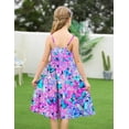 thumbnail image 2 of Aideaone Girls Summer Flowy Dress Spaghetti Straps Sleeveless A Line Printed Casual Sundress 6-12Y, 2 of 6