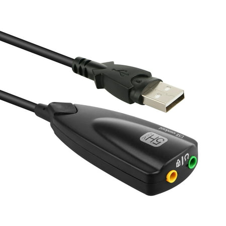 USB Audio Adapter, EEEKit USB to 3.5mm Jack Audio Adapter External Sound Card  Microphone and Headphone Jacks for Desktop PC Laptop, Black