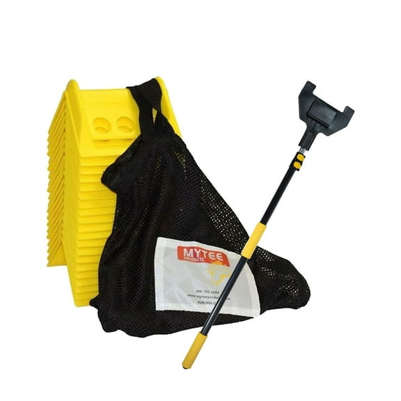 8ft V Shaped Extension Handle and 20 Pack 4" Yellow Corner Protector V Shaped Flatbed Edge Guards with Carrying Case - 4" Winch Ratchet Straps Plastic Corner Protectors