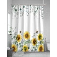 thumbnail image 5 of Yellow Sunflower Floral Shower Curtain, Sage Green Eucalyptus Leaf Bathroom Decor Curtains Set with Hooks, White Waterproof Fabric Home Accessories， Stall 36 X 72 Inch, 5 of 6
