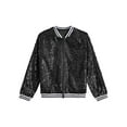 thumbnail image 5 of Manyakai Girls Sequin Bomber Jacket Sparkle Zipper Baseball Jackets for Hip Hop Black 12, 5 of 7