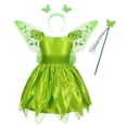 thumbnail image 4 of Baby Girls Tinker Bell Costume Kids Green Fairy Princess Fancy Tinkerbell Dress Birthday Party Halloween Cosplay Elf Outfits, 4 of 5