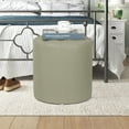 thumbnail image 5 of Adeco  Round Ottoman Upholstered Tufted Faux Leather Footrest Grey Casual,Americana, 5 of 6