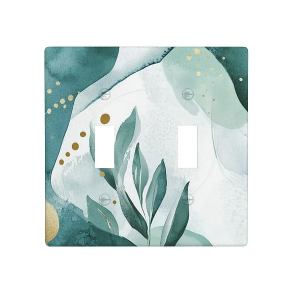 Green and gold foliage Light Switch Cover Plates Single Toggle Wall Plate, Decorative 2-Gang Christmas Decor Lightswitch Cover