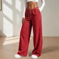 thumbnail image 2 of Sweatpants for Women Plus Size Winter Solid Color Elastic Waist Warm Pants Athletic Wide Leg Drawstring Trousers with Pockets, 2 of 8