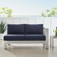 thumbnail image 3 of Modway Shore Sunbrella® Fabric Aluminum Outdoor Patio Right-Arm Loveseat in Silver Navy, 3 of 9
