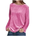 thumbnail image 2 of Idoravan Long Sleeve Shirts for Women,Ladies, Fashion Women Pullove Solid Long Sleeve Casual Shirt Blouse Tops Pink S, 2 of 8