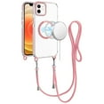 thumbnail image 5 of For Apple iPhone 13 Pro Max Clear Magnetic Frame PC Back Shockproof Protective Case with Detachable Lanyard Strap, Compatible with MagSafe Cover, XPM Phone Case [Pink], 5 of 10