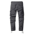 thumbnail image 3 of Lisingtool Cargo Pants for Men Mens Loose Casual Multi Pocket Straight Solid Color Outdoor Overalls Trousers Men's Pants Grey, 3 of 5