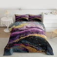 thumbnail image 2 of Feelyou Marble Ombre Bedding Comforter Set for Adult, Purple Grey Stripes Twin Comforter Sets, Watercolor Artwork Reversible Bedding Set, Luxury Bedroom Decor, 2pcs, 2 of 8