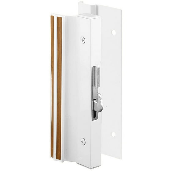 Slide Co 143494 Sliding Glass Door Handle Lock Hook Style Surface Mount White Aluminum