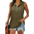 thumbnail image 2 of MORTTIC Women's V-Neck Ribbed Tank Top, Sleeveless Shirt with Zipper, Casual Loose Fit Summer Top, XL, 2 of 6