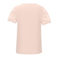 thumbnail image 3 of Vmvidoty Women's Asymmetrical Neck Tops Cut Out T Shirt with Print Floral Lace Graphic Short Sleeve Pink L, 3 of 5