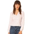 thumbnail image 3 of INSPIRE CHIC Blusa de manga larga con cuello en V dulce y estampado de corazón para mujer blanco XL, 3 of 6
