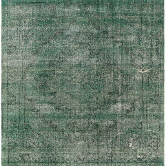 Ahgly Company Indoor Square Mid-Century Modern Green Oriental Area Rugs, 3' Square