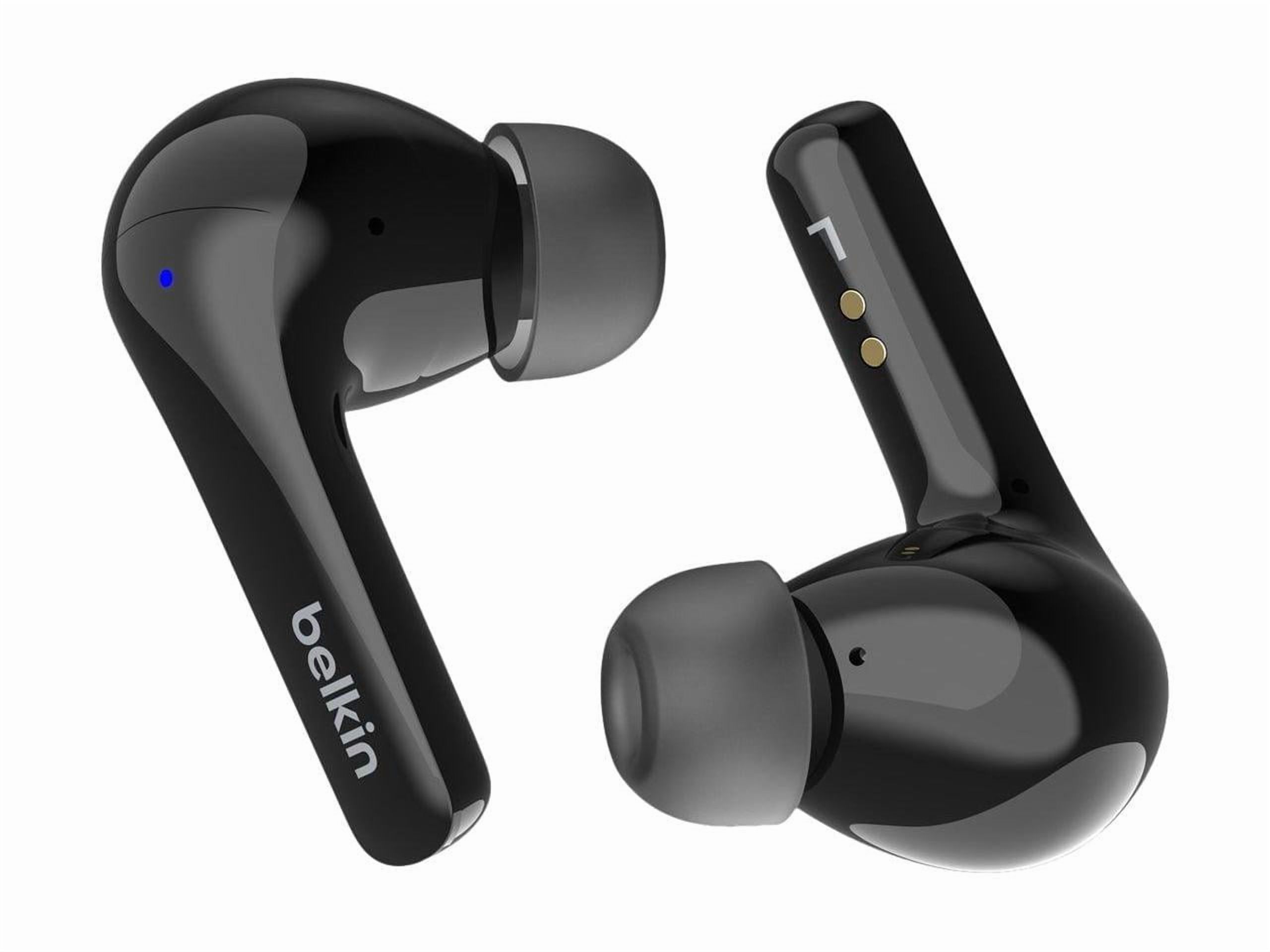 Belkin SoundForm Motion True Wireless Earbuds - Mono, Stereo - True Wireless - Bluetooth - 32.8 ft - Earbud - Binaural - In-ear - Noise Canceling - Black