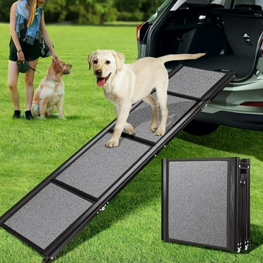 SPECSTAR Dog Ramp for Car, 67" x 20" Wider Pet Stair Ramp for Dogs with Anti-Slip Texture Soft Surface for Medium or Large Dogs Get Into a Car, SUV & Truck, Portable Folding Dog Ramp Up to 200 LBS