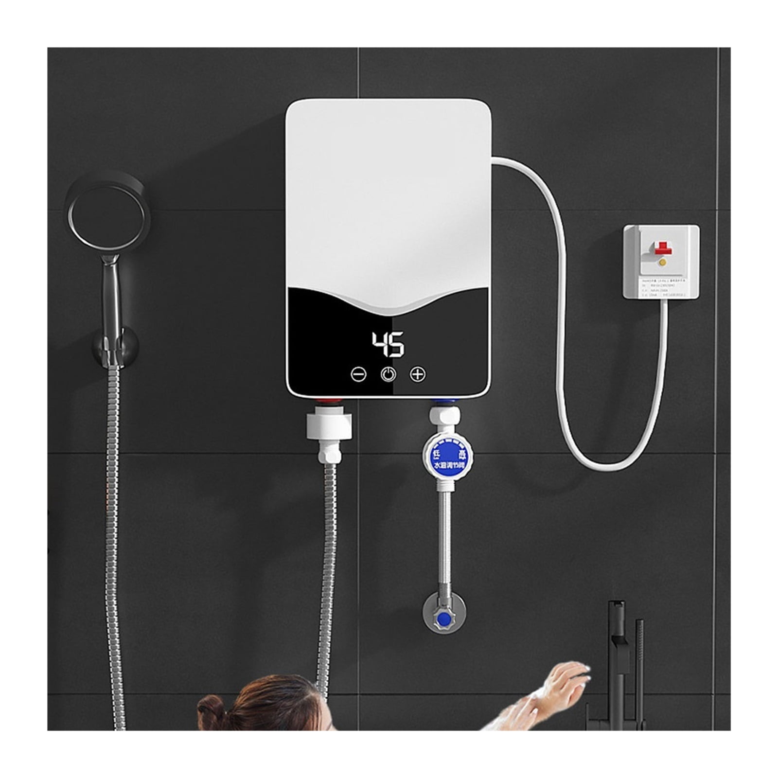 5500W Tankless Water Heater Electric Electric Water Heater Digital Display Instant Hot Water Heater LCD Touch Screen ,Energy Saving