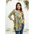 thumbnail image 4 of ENMAIN Womens 3/4 Sleeve Tunic Tops Yellow Floral Printed Shirts Plus Size Blouses Loose Fit Tops XL, 4 of 8