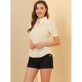 thumbnail image 4 of INSPIRE CHIC Blouse Femme Col Rabattu Col Fendu Manches Bouffantes Chemise en Chiffon, 4 of 6