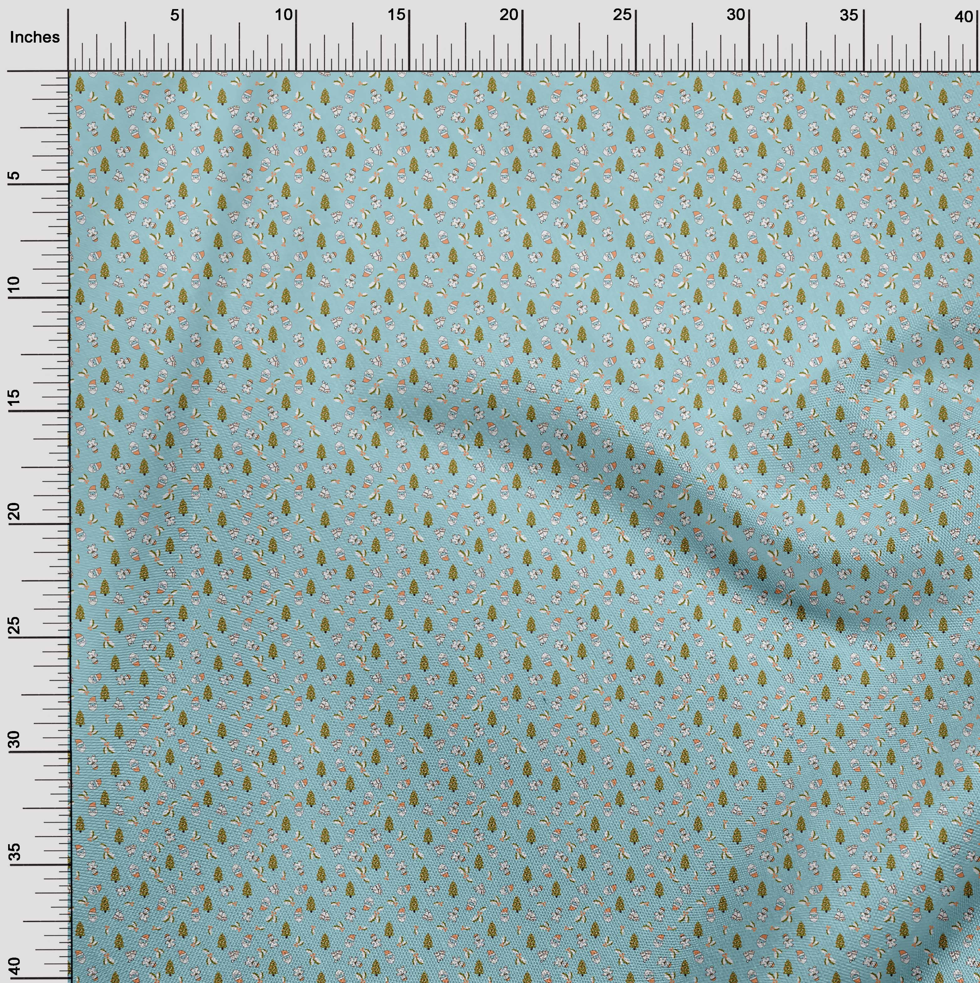 oneOone Georgette Viscose Light Blue Fabric Christmas Fabric For Sewing Printed Craft Fabric By The Yard 42 Inch Wide