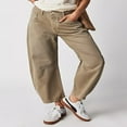 thumbnail image 2 of QJUHUNG Women  Loose Jeans Solid Color Mid-Rise Barrel Denim Pants, 2 of 7