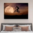 thumbnail image 4 of Silhouette Of Man Riding Bicycle On Mid Air During Sunset Moon Canvas Poster Bedroom Decor Sports Landscape Office Room Decor Gift,Frame-style,16x24inch(40x60cm), 4 of 8