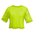 thumbnail image 4 of Women's Mesh Fishnet Tops Summer Lightweight Short Sleeve Crew Neck Cropped T Shirts Sheer See Through Casual Trendy Pullover Blouses, 4 of 5