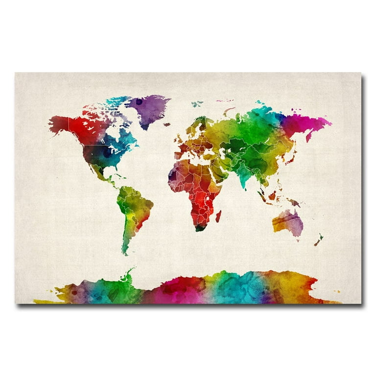 Michael Tompsett Canvas Wall Decor Prints - Map of The World (Abstract Painting) II