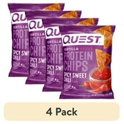 (4 pack) Quest Nutrition Tortilla Style Protein Chips, 19g Protein, Spicy Sweet Chili Flavor, Baked, Single 1.1oz Bag