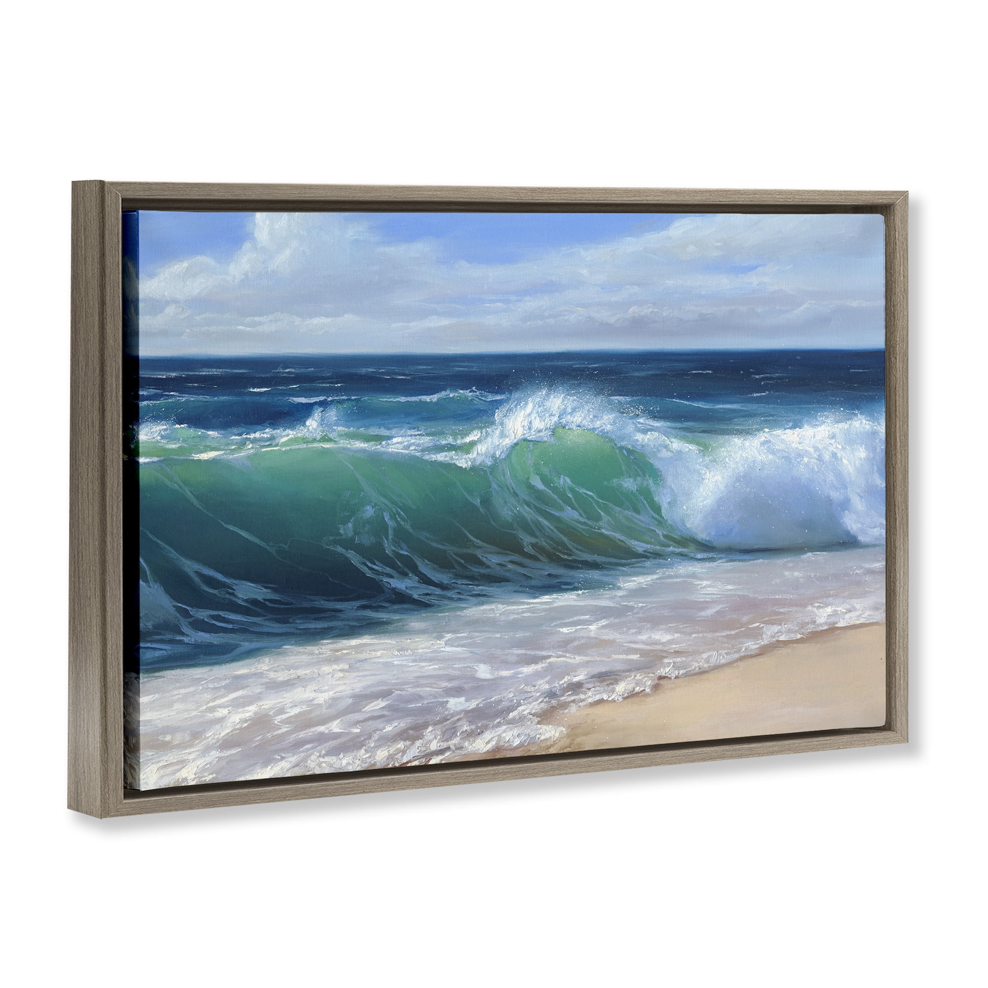Stupell Industries Content Beach Waves Shore Brown Framed Floater Canvas Wall Art, design by Dimitri Sirenko