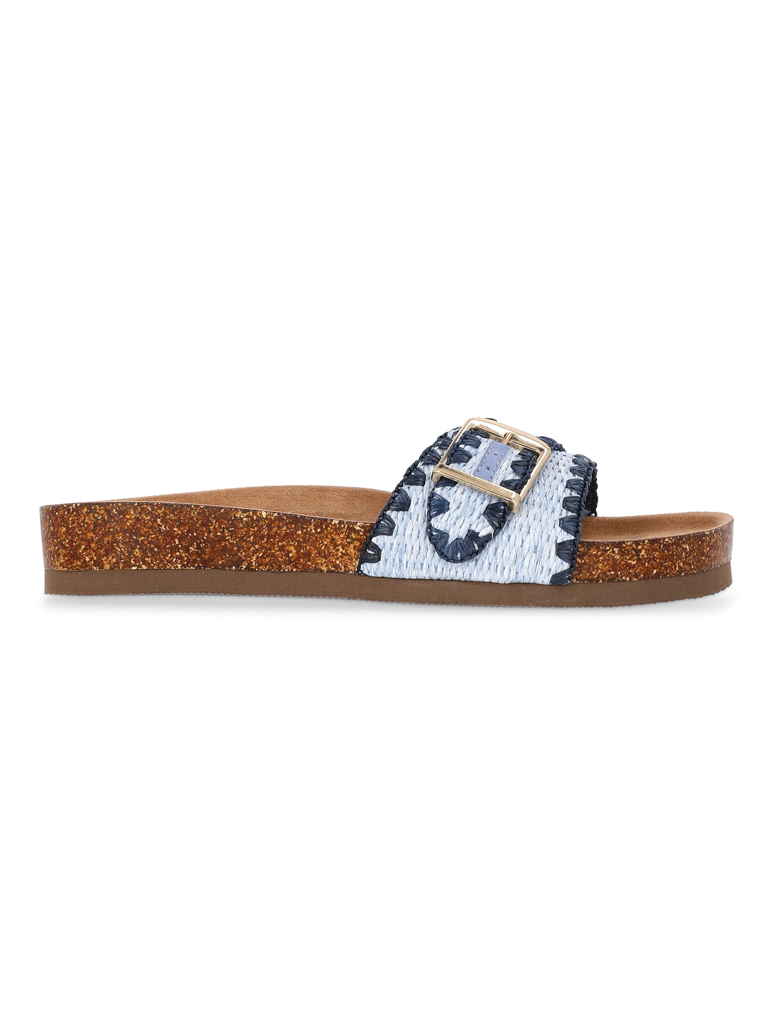 Time and Tru Women's One Buckle Footbed Slide Sandals